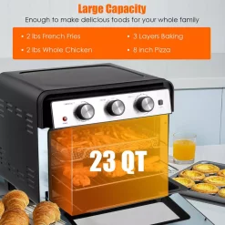 New 🔔 Costway 23 Qt. Black Air Fryer Oven With Rotisserie 🎁 -Appliances Sales unnamed file 100