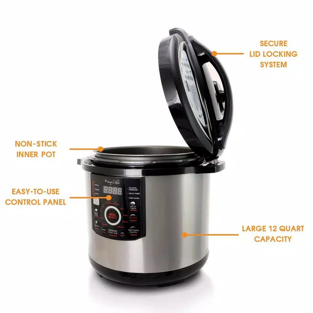 Brand new ๐งจ MegaChef 12 Qt. Black And Silver Electric Pressure Cooker With Automatic Shut-Off And Keep Warm Setting โ๏ธ 6 Brand new ๐งจ MegaChef 12 Qt. Black And Silver Electric Pressure Cooker With Automatic Shut-Off And Keep Warm Setting โ๏ธ - Image 4