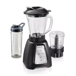 Hot Sale ⭐ Hamilton Beach Multiblend 52 Oz. 6-Speed Black Countertop Blender With Glass Jar And Travel Jar And Food Chopper ❤️