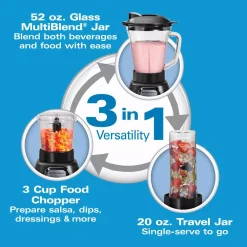 Hot Sale ⭐ Hamilton Beach Multiblend 52 Oz. 6-Speed Black Countertop Blender With Glass Jar And Travel Jar And Food Chopper ❤️ -Appliances Sales unnamed file 110