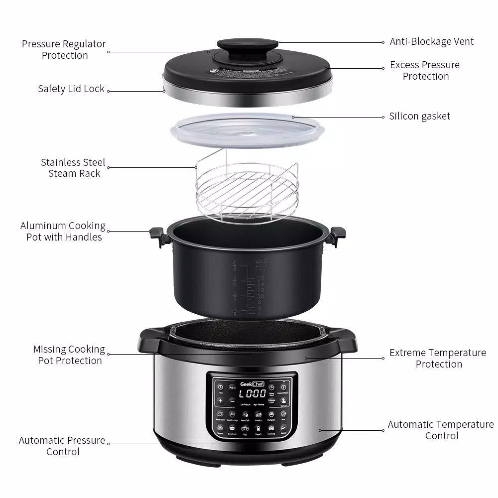 Cheap π Boyel Living 8 Qt. Stainless Steel 12-in-1 Multiuse Programmable Electric Pressure Cooker With Non-Stick Pot And Cool-Touch Handles π 5 Cheap π Boyel Living 8 Qt. Stainless Steel 12-in-1 Multiuse Programmable Electric Pressure Cooker With Non-Stick Pot And Cool-Touch Handles π - Image 3