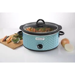 Cheapest 🎁 Brentwood Appliances Diamond 3.5 Qt. Blue Slow Cooker With Tempered Glass Lid 🥰 -Appliances Sales unnamed file 1247