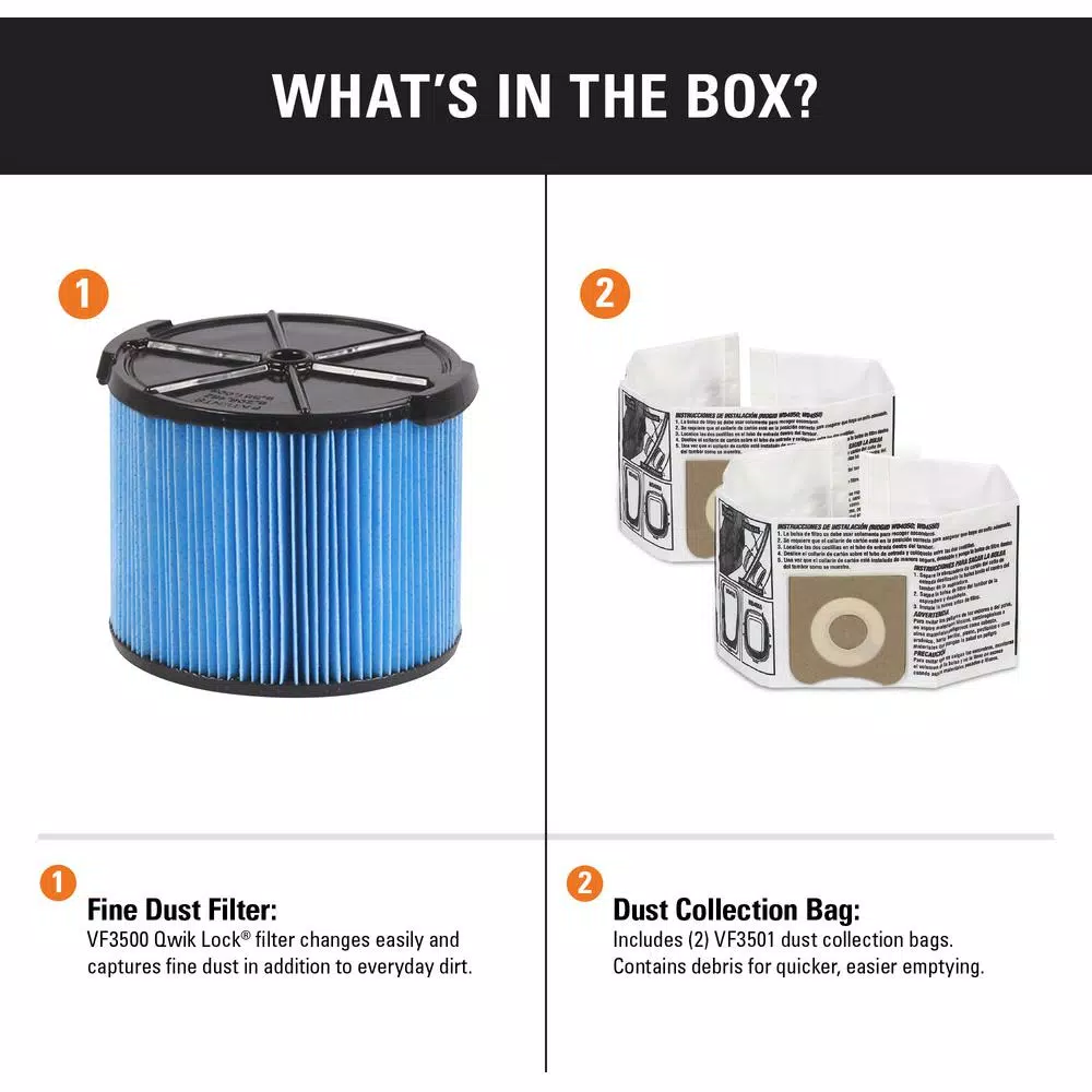 Hot Sale โ RIDGID Filter Kit With VF3500 Fine Dust Filter And VF3501 Dust Bags (2-pack) For 3 To 4.5 Gal. RIDGID Wet/Dry Shop Vacuums ๐ 4 Hot Sale โ RIDGID Filter Kit With VF3500 Fine Dust Filter And VF3501 Dust Bags (2-pack) For 3 To 4.5 Gal. RIDGID Wet/Dry Shop Vacuums ๐ - Image 2