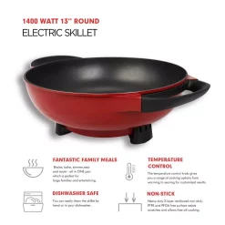 Promo 🧨 Boyel Living 6.3 In. X 16.9 In. X 13 In. Red 1400-Watt Professional Non-Stick Copper Electric Skillet Jumbo ⭐ -Appliances Sales unnamed file 1365