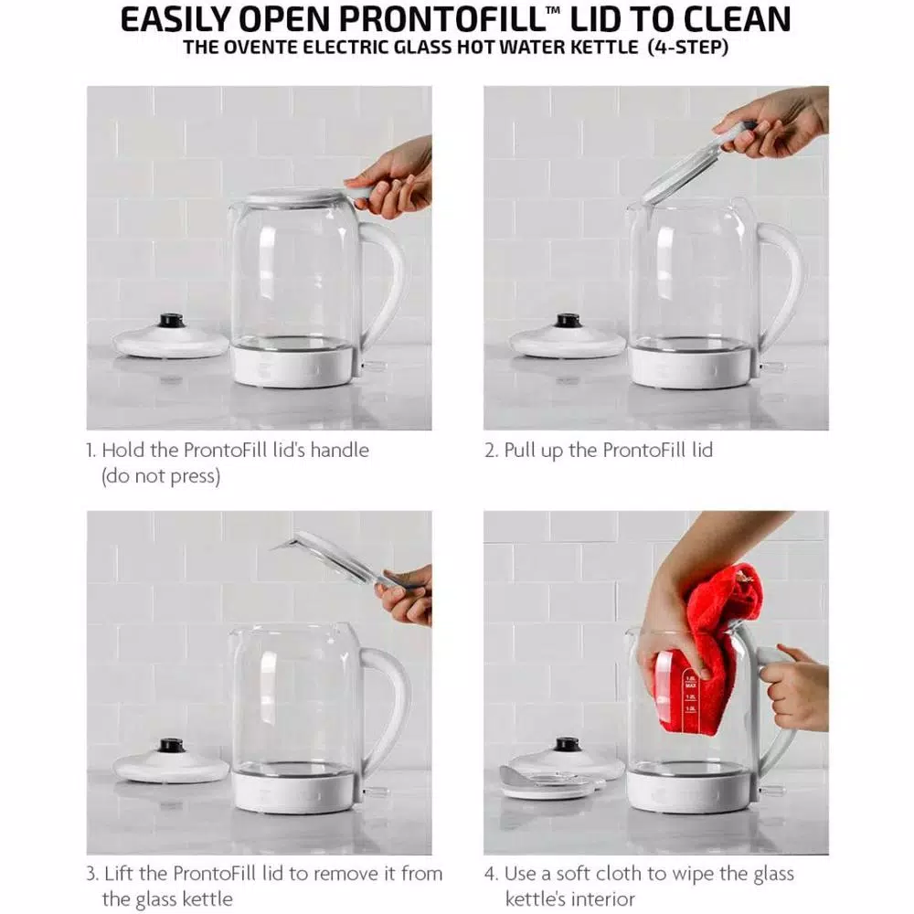 Cheapest 👍 Ovente 6.3-Cup White Glass Electric Kettle With ProntoFill Technology – Fill Up With The Lid On 👍 4 Cheapest 👍 Ovente 6.3-Cup White Glass Electric Kettle With ProntoFill Technology – Fill Up With The Lid On 👍 - Image 2