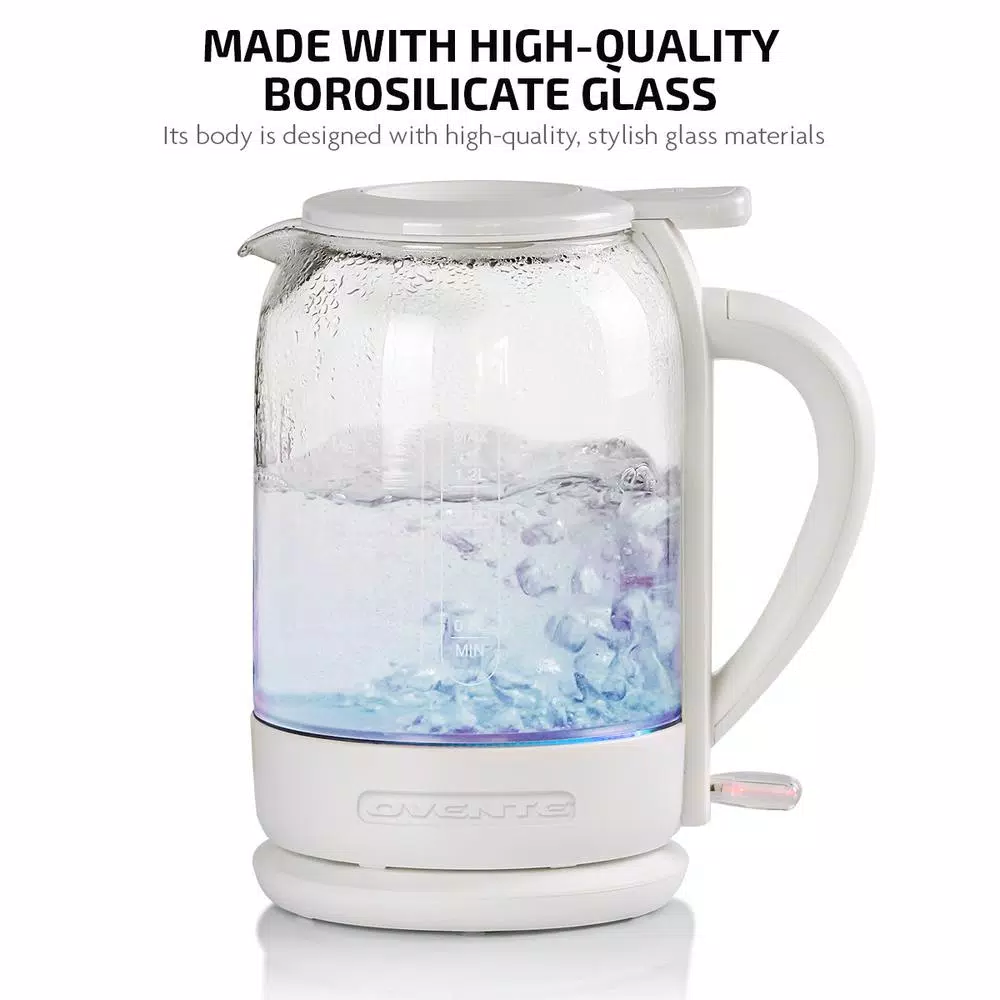 Cheapest 👍 Ovente 6.3-Cup White Glass Electric Kettle With ProntoFill Technology – Fill Up With The Lid On 👍 5 Cheapest 👍 Ovente 6.3-Cup White Glass Electric Kettle With ProntoFill Technology – Fill Up With The Lid On 👍 - Image 3