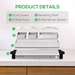 Budget ✔️ NutriChef 27.6 In. 3-Burner Stainless Steel Electric Food Warming Tray – Buffet Server Hot Plate Food Warmer 🎁 -Appliances Sales unnamed file 1676