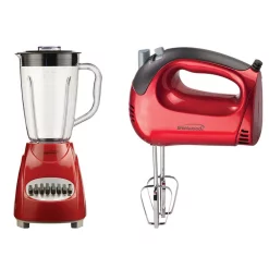 Deals 🎁 Brentwood Appliances 50 Oz.12-Speed Red Countertop Blender With Electric Hand Mixer ✨