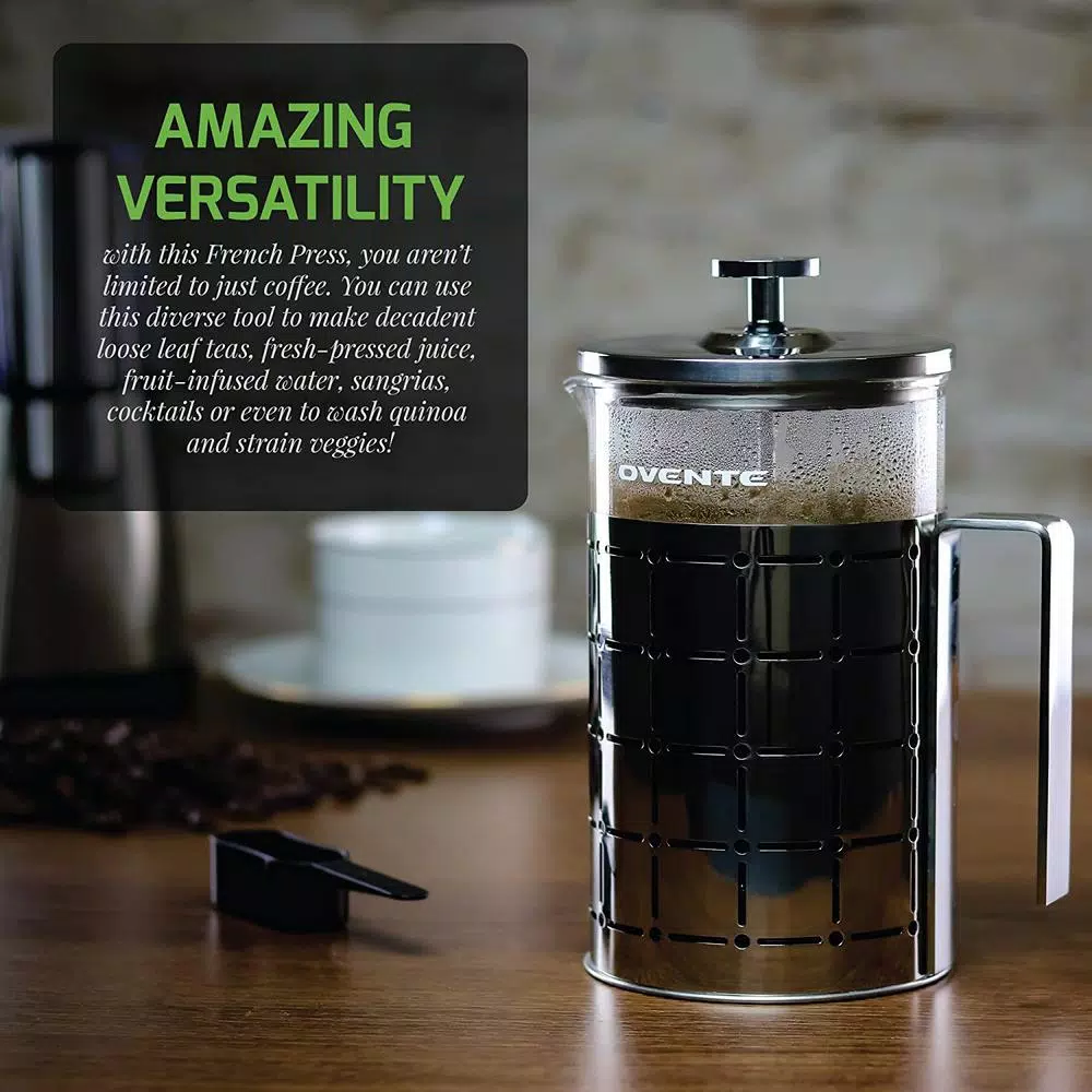 Wholesale 😀 Ovente 3-Cup Silver Borosilicate Glass Heat-Resistant Cafetiere French Press Coffee And Tea Maker With Free Measuring Scoop 😍 8 Wholesale 😀 Ovente 3-Cup Silver Borosilicate Glass Heat-Resistant Cafetiere French Press Coffee And Tea Maker With Free Measuring Scoop 😍 - Image 6