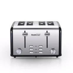 Budget ⭐ Boyel Living 1650 W 4-Slice Silver Wide Slot Toaster With Dual Control Panels Of Bagel, Defrost And Cancel Function 👏
