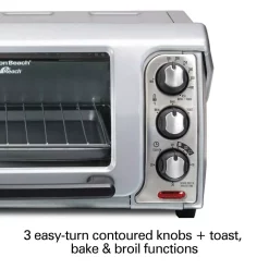 Outlet 🥰 Hamilton Beach Easy Reach 1200 W 4-Slice Silver Toaster Oven With Roll Top Door ✨ -Appliances Sales unnamed file 2187