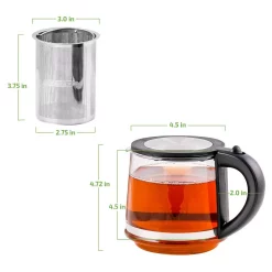 Brand new 🔔 Ovente 3.4-Cup Black Glass Tea Kettle With Tea Infuser For Loose-Leaf Tea, Compatible With KG612S (FGK27B) 🎉 -Appliances Sales unnamed file 2200