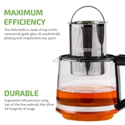 Brand new 🔔 Ovente 3.4-Cup Black Glass Tea Kettle With Tea Infuser For Loose-Leaf Tea, Compatible With KG612S (FGK27B) 🎉 -Appliances Sales unnamed file 2204