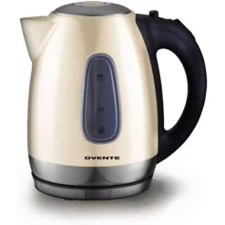 Cheap 👍 Ovente 7-Cup Beige Stainless Steel Electric Kettle, Automatic Shut-Off And Boil-Dry Protection 🔥