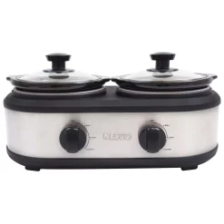 Promo 😀 Nesco 2.5 Qt. Stainless Steel Slow Cooker With Removable Cookwells ✔️