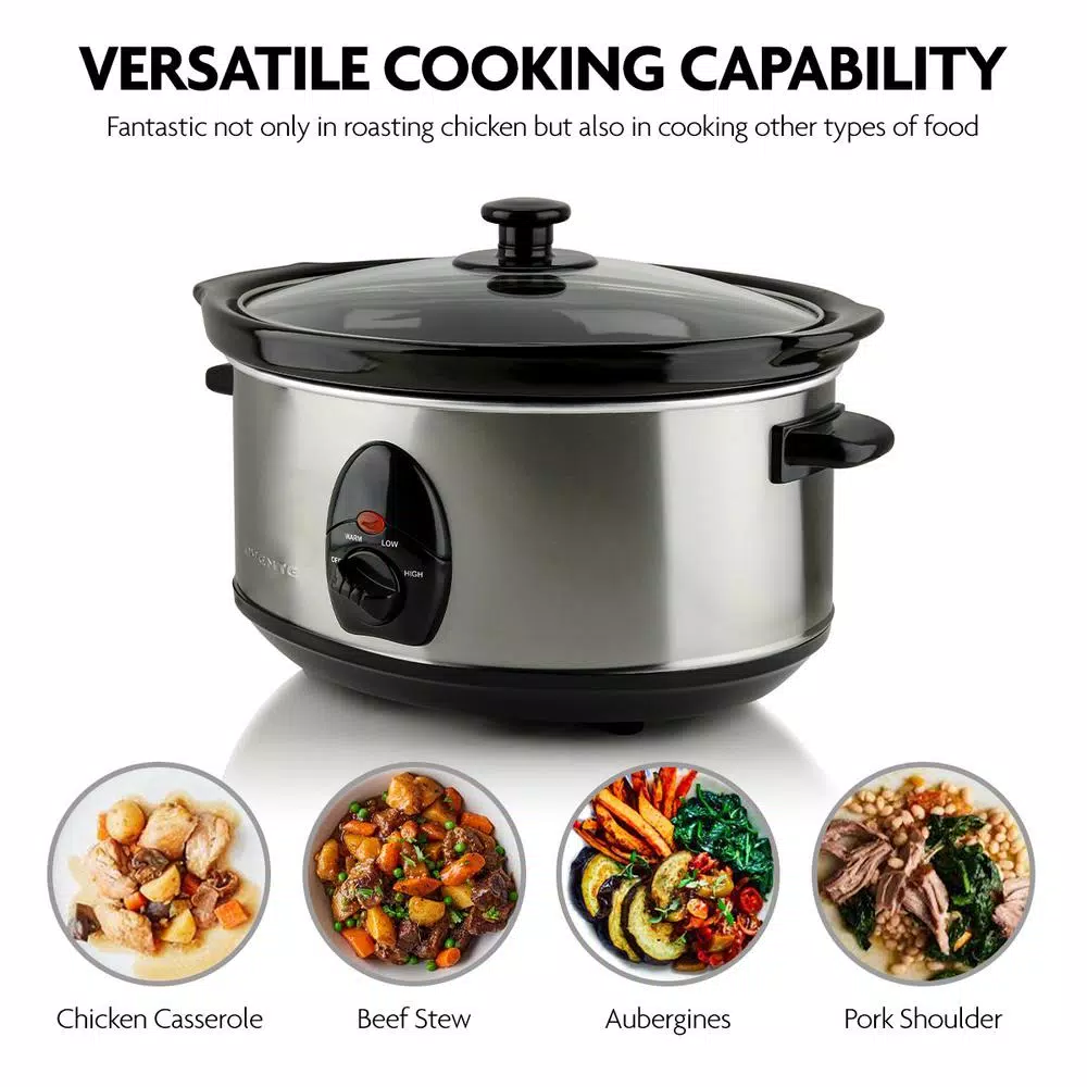 Coupon ⌛ Ovente 3.7 Qt. Stainless Steel Electric Slow Cooker With Heat-Tempered Glass Lid, Adjustable Temperature Control, (SLO35ABR) 🔔 4 Coupon ⌛ Ovente 3.7 Qt. Stainless Steel Electric Slow Cooker With Heat-Tempered Glass Lid, Adjustable Temperature Control, (SLO35ABR) 🔔 - Image 3