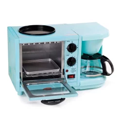 Budget 🎁 Elite 500 W 2 Slice Blue Toaster Oven With Coffee Maker And Griddle ❤️