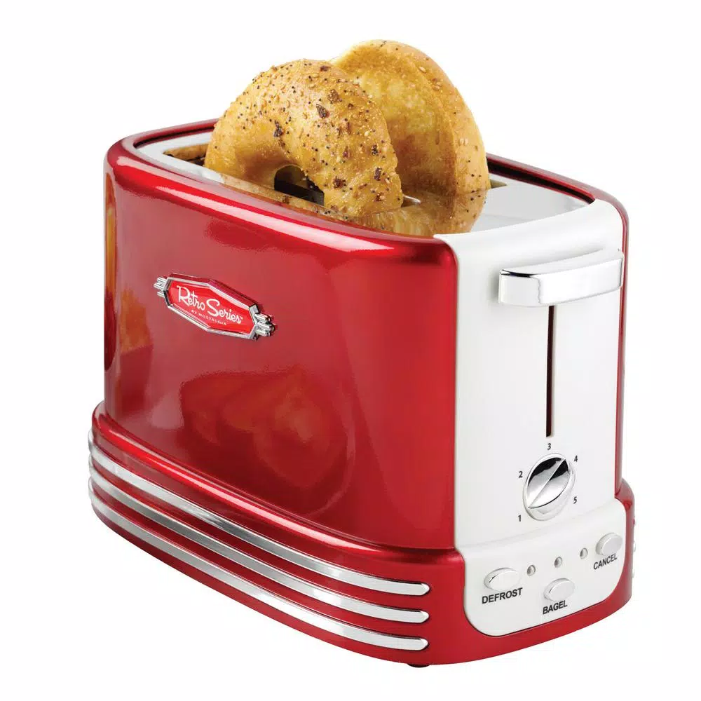 Hot Sale π Nostalgia Retro Series 2-Slice Red Wide Slot Bagel Toaster With Crumb Tray And Shade Settings π 4 Hot Sale π Nostalgia Retro Series 2-Slice Red Wide Slot Bagel Toaster With Crumb Tray And Shade Settings π - Image 2