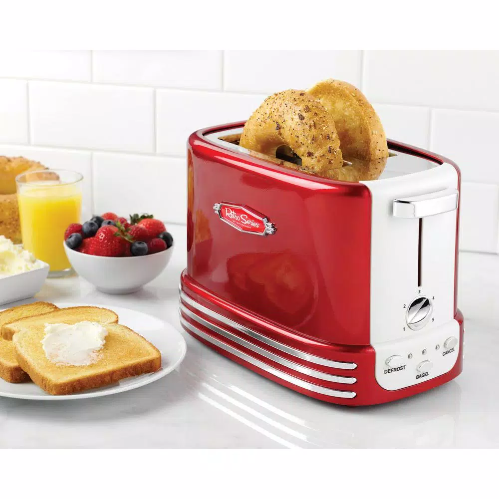 Hot Sale π Nostalgia Retro Series 2-Slice Red Wide Slot Bagel Toaster With Crumb Tray And Shade Settings π 6 Hot Sale π Nostalgia Retro Series 2-Slice Red Wide Slot Bagel Toaster With Crumb Tray And Shade Settings π - Image 4