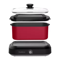 Best Pirce ⭐ West Bend 5 Qt. Red Non-Stick Versatility Slow Cooker With 5-Temperature Settings Includes Travel Lid And Thermal Tote ✔️ -Appliances Sales unnamed file 636