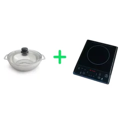 Best deal ⭐ SPT 1300-Watts 7.5 In. Single Burner Induction Cooktop (Silver) With 3.5L Induction Ready Stainless Steel Pot W/ Glass Lid 👏