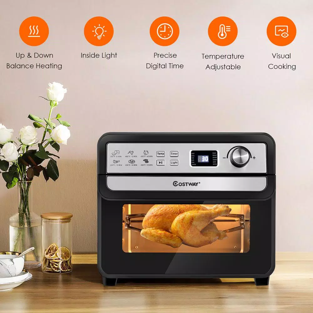 Discount π Costway 23 Qt. Black 12-in-1 Air Fryer Oven With Rotisserie π 4 Discount π Costway 23 Qt. Black 12-in-1 Air Fryer Oven With Rotisserie π - Image 3