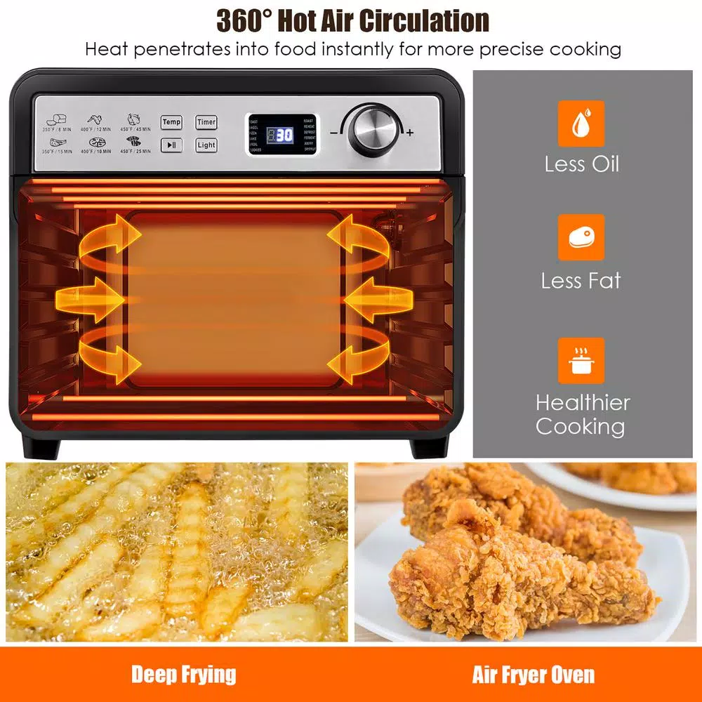 Discount π Costway 23 Qt. Black 12-in-1 Air Fryer Oven With Rotisserie π 8 Discount π Costway 23 Qt. Black 12-in-1 Air Fryer Oven With Rotisserie π - Image 7