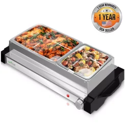Coupon 😉 NutriChef 21.9 In. Stainless Steel Electric Food Warming Tray Buffet Server Hot Plate Food Warmer (Dual Plate Tray Style) 🎉 -Appliances Sales unnamed file 786