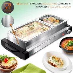 Coupon 😉 NutriChef 21.9 In. Stainless Steel Electric Food Warming Tray Buffet Server Hot Plate Food Warmer (Dual Plate Tray Style) 🎉 -Appliances Sales unnamed file 788